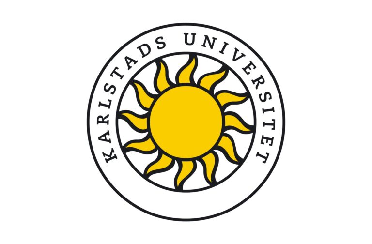 logotyp för Karlstads universitet, en gul sol med texten skriven runt om
